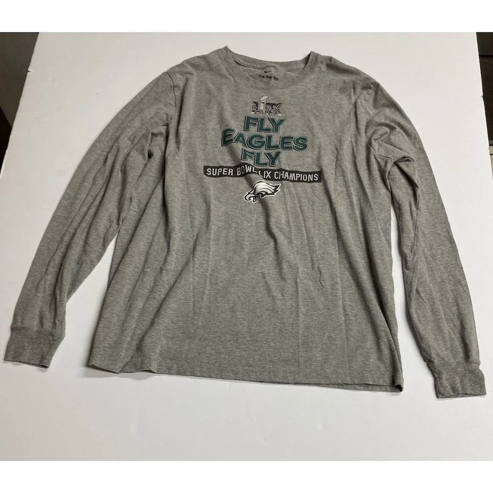 Nike Philadelphia Eagles Super Bowl LII Champions Gray Long Sleeve Shirt L